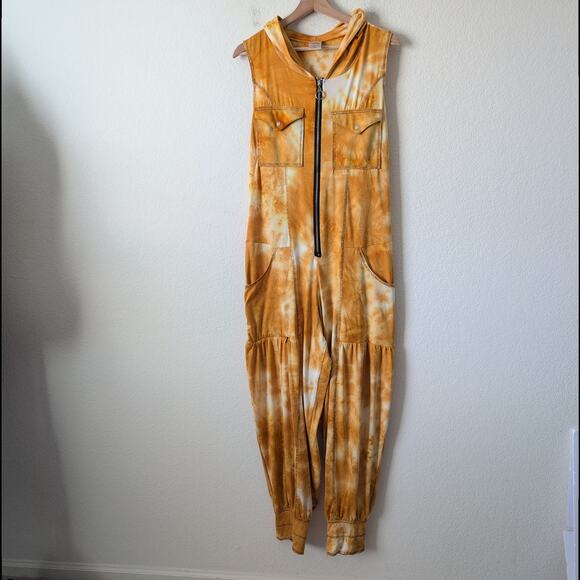 Autumn Teneyl Tie Dye Hooded Jumpsuit M/L Rave Boho Sustainable Organic $300 - Picture 11 of 16
